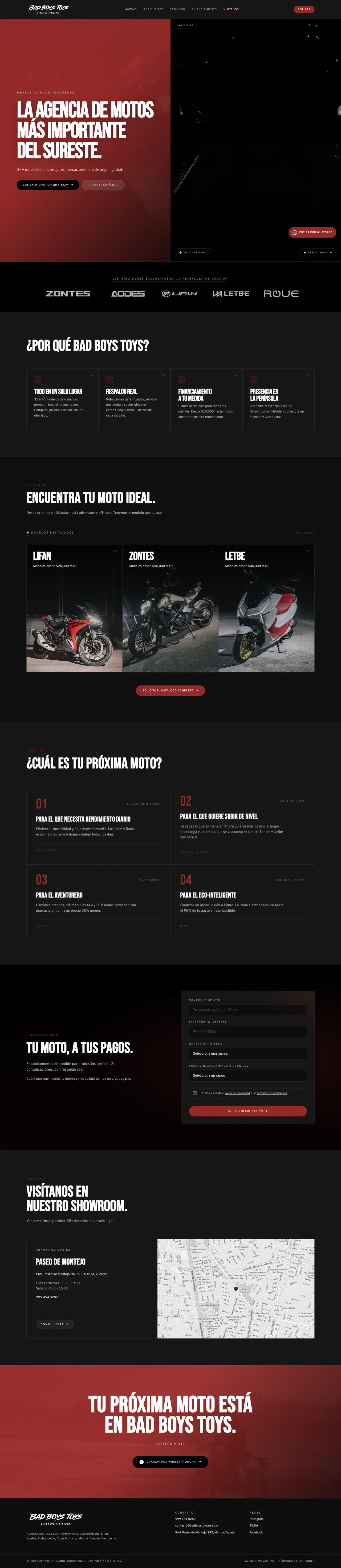 Bad Boys Toys landing page, full scroll preview
