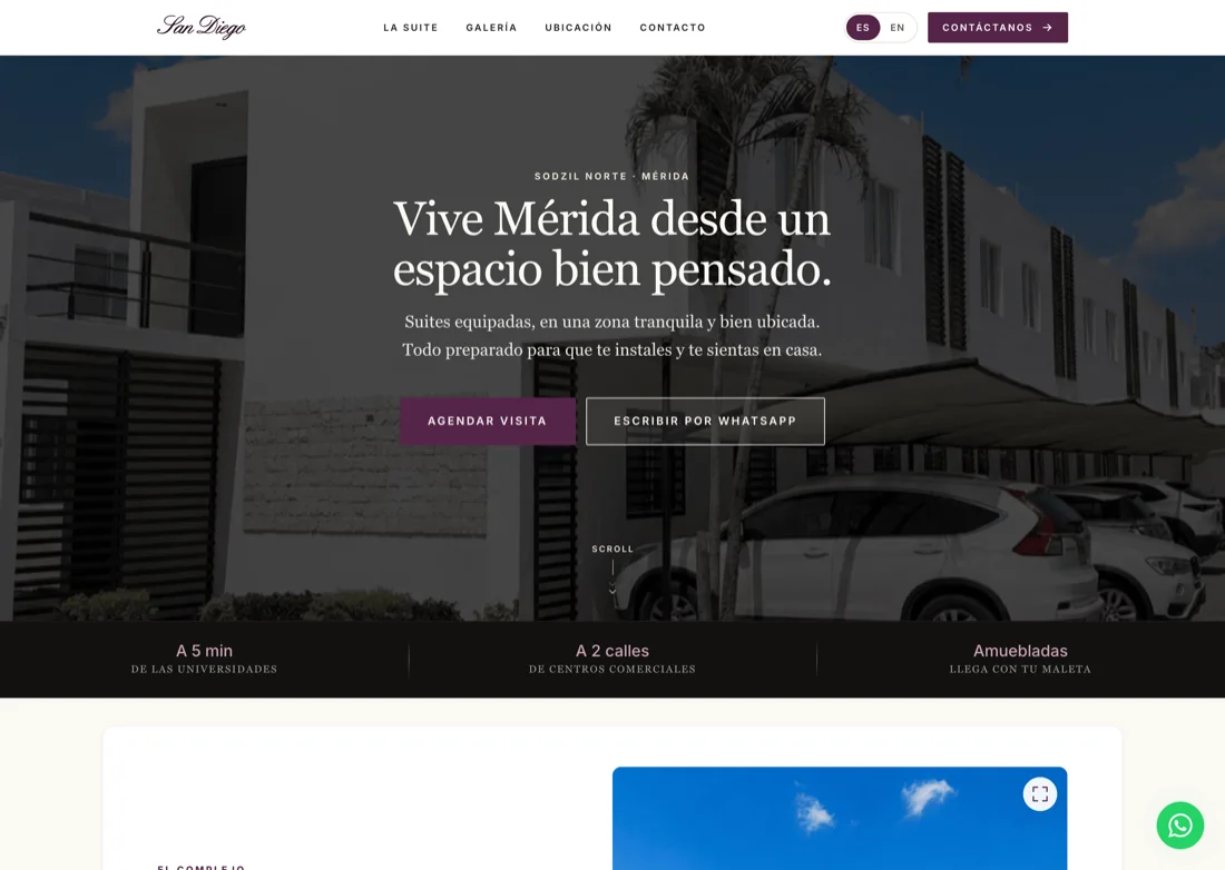 Landing de Residencial San Diego en una ventana de navegador